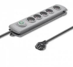 Qoltec Anti-surge strip | 5 sockets | 3m | Gray