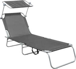 AGA Șezlong de grădină reglabil cu copertină Gri (MR4254-Grey)