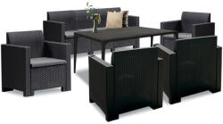 Leziter Set de mobilier de grădină Nero III cu 7 locuri, grafit (LBIODIGR_LBINSZ-GRA_4_LBIN3K-GRA)
