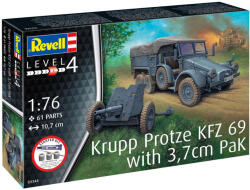 Revell Kit de pornire Revell Military 73344 - Krupp Protze KFZ 69 cu pachet de 3, 7 cm (1: 76)