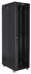 Lanberg 19" szabadon álló rack szekrény 47U/800X1000 üvegajtó, lapraszerelt, LCD kijelző, fekete (FF01-8047-12BL) - wincity