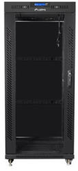 Lanberg 19" szabadon álló rack szekrény 27U/800X1200 üvegajtó, lapraszerelt, LCD kijelző, fekete (FF01-8227-12BL) - wincity