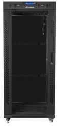 Lanberg 19" szabadon álló rack szekrény 27U/600X800 üvegajtó, lapraszerelt, LCD kijelző, fekete V2 (FF01-6827-12BL) - wincity