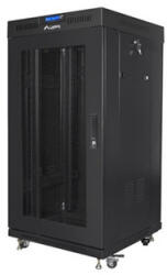 Lanberg 19" szabadon álló rack szekrény 22U/600X600 perforált ajtó, lapraszerelt, LCD kijelző, fekete V2 (FF01-6622-23BL) - wincity