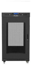 Lanberg 19" szabadon álló rack szekrény 22U/800X800 perforált ajtó, lapraszerelt, LCD kijelző, fekete V2 (FF01-8822-23BL) - wincity