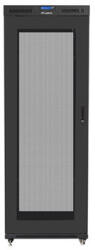 Lanberg 19" szabadon álló rack szekrény 42U/800X800 perforált ajtó, lapraszerelt, LCD kijelző, fekete (FF01-8842-23BL) - wincity