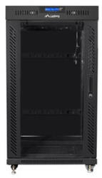 Lanberg 19" szabadon álló rack szekrény 22U/800X1000 üvegajtó, lapraszerelt, LCD kijelző, fekete V2 (FF01-8822-12BL) - wincity
