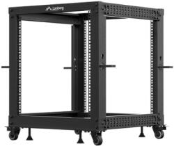 Lanberg 19" 12U 600x600-1100 (állítható mélységű) szabadon álló rack keret, fekete (OR01-6112-B)