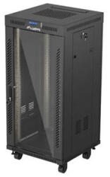 Lanberg 19" szabadon álló rack szekrény 24U/600X600 üvegajtó, lapraszerelt, LCD kijelző, fekete V2 (FF01-6624-12BL) - wincity