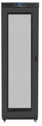 Lanberg 19" szabadon álló rack szekrény 47U/800X1000 perforált ajtó, lapraszerelt, LCD kijelző, fekete V2 (FF01-8047-23BL) - wincity