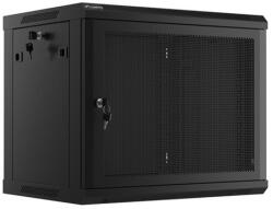 Lanberg 19" fali rack szekrény 9U/600X450 perforált ajtó, lapraszerelt, fekete (WF01-6409-23B) - wincity