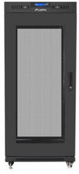 Lanberg 19" szabadon álló rack szekrény 27U/600X600 perforált ajtó, lapraszerelt, LCD kijelző, fekete V2 (FF01-6627-23BL) - wincity