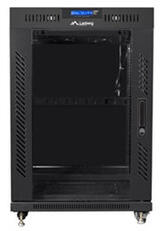 Lanberg 19" szabadon álló rack szekrény 15U/800X1000 üvegajtó, lapraszerelt, LCD kijelző, fekete V2 (FF01-8015-12BL) - wincity