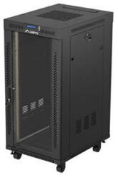 Lanberg 19" szabadon álló rack szekrény 24U/600X800 üvegajtó, lapraszerelt, LCD kijelző, fekete V2 (FF01-6824-12BL) - wincity