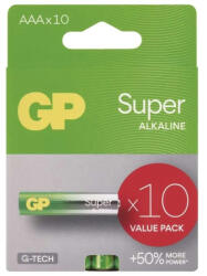 GP Batteries SUPER Alkaline LR03/10C G-TECH tartós 1, 5V AAA mikro elem (GP-Super-LR03-10C-B1310G)