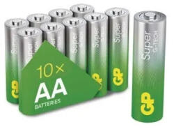GP Batteries SUPER Alkaline LR6/10S G-TECH B0121G 1, 5V tartós AA ceruza elem (GP-SUPER-LR6-10S-B0121G)