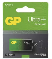 GP Batteries ULTRA Plus Alkaline 6LR61 G-TECH B03511 tartós 9V elem (GP-Ultra-Plus-6LR61-B03511)
