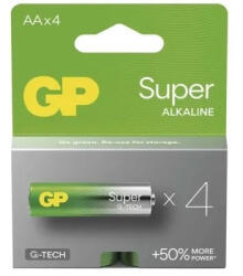 GP Batteries SUPER Alkaline LR6/4C G-TECH B01214 1, 5V tartós AA ceruza elem (GP-Super-LR6-4C-B01214)
