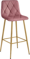  Scaun de bar NADO VELVET roz inchis cu picioare decor stejar