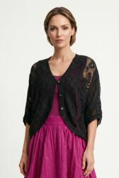 SHOPIKA Cardigan din bumbac cu broderie, croi lejer, stil boho elegant, negru Talie unica