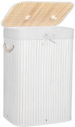 Sersimo Cos de rufe cu capac din bambus, sac textil detasabil, 72L, alb (HA-0075)