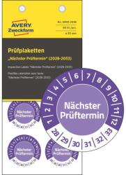 Avery-Zweckform Avery eltávolíthatatlan öntapadó plakett "Nächster Prüftermin" 2028-2033 Ø 30 mm - lila (6990-2028)