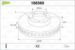 Valeo Frana disc Disc frana Valeo 186560 - compatibil Audi, Seat, Skoda, Vw (VALEO186560)