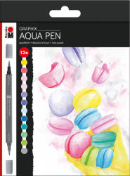 Marabu Aqua Pen Graphix akvarellfilc szett - "Ice Ice Baby" válogatás, 12 db