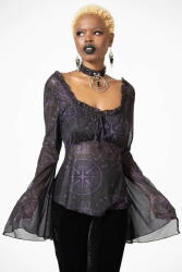 KILLSTAR Bluză de damă cu mâneci lungi KILLSTAR - Astromancy Mesh - Negru - KSRA006027