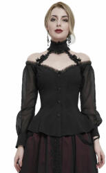 Devil Fashion Bluză pentru femei DEVIL FASHION - Cămașă cu umerii goi gotică neagră - SHT09501