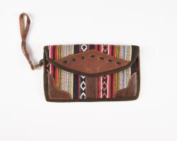 Kana Sapiens Etno Boríték: Bőr és szövött pamut (clutch bag 4)