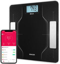  Cantar Cântar corporal smart 180 kg, Bluetooth, analiză corporală completă, afișaj LCD iluminat, sticlă securizată 6 mm, Negru (S-SBS8002BK) - pcone Cantar baie