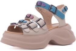 PASS Collection Sandale dama din piele naturala, PASS Collection 3OLY80013A 97-N, bej diverse
