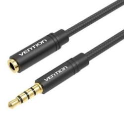 Vention Cablu audio prelungitor Vention, Jack 3.5mm la Jack 3.5mm, 1m, negru (BHBBF)