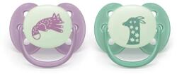 Philips Set 2 suzete Philips Avent Philips Avent SCF094/04, Ultra soft Nighttime 6-18 luni, 2 buc , fosforescente (Mov/Verde) (SCF094/04)