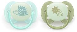 Philips Set 2 suzete Philips Avent SCF094/01, Ultra soft Nighttime 0-6 luni, fosforescent, 2 buc (Verde/Albastru) (SCF094/01)