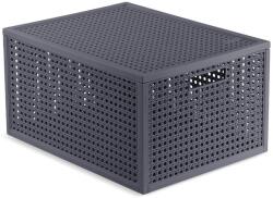 Keter Тъмносива кутия за съхранение с капак от рециклирана пластмаса 30x38x21 cm Kaya - Curver (264003)