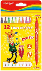 Keyroad Rostirón, filctoll készlet 2 mm/4 mm kétvégű 12 db/bliszter Keyroad Duo Tip vegyes színek (KR971414) - web24