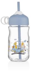HANE IRIS Sticlă mică de sticlă pentru băuturi cu pai 370ml, roșu sau albastru HN-1751 (HN-1751)