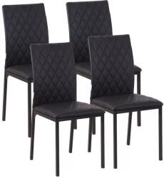HomCom 4 db-os étkezőszék szett konyhai székek 41 cm x 50 cm x 91 cm, fekete