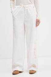 Tommy Jeans pantaloni wide leg pentru femei, cu amestec de in PPY2-SPD0S0_01X (DW0DW22287)