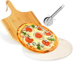  Pizzasütő készlet 3 részes, pizzakő, lapát, pizzavágó (279072)