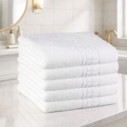 Pucioasa Set 5 prosoape hotel 50x90 cm, bumbac 100%, 700 gr/m2, alb, absorbtie premium Prosop