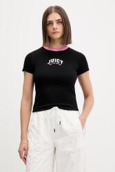 Juicy Couture t-shirt női pamut RINGER TSHIRT - fekete S