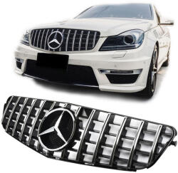  Mercedes Benz W204 C204 C-osztály 2007-2014 króm - fekete hűtőrács Panamerica AMG GT stílusban (Gyári emblémával)