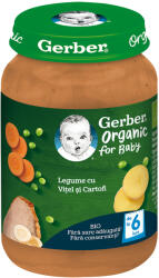 GERBER Bio, piure, legume cu vitel si cartofi, 190 g (7613039018484)