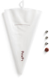 Lékué Reusable Piping Bag Kit habzsák szett 3db díszítő fejjel, műanyag és r. m. acél, áttetsző/barna