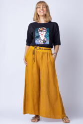 Shopika Fusta pantalon casual, mustar, din in, cu o curea fancy Talie unica