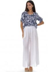 ROH Pantaloni casual din in cu buzunare , Alb Roh TR585