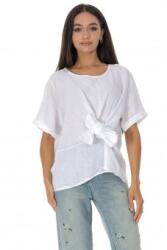 RohBoutique Bluza din in cu fundita Alb Roh BR2974